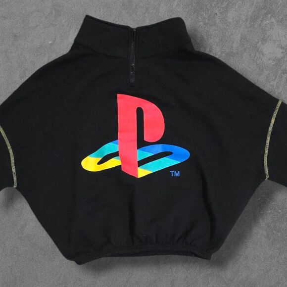 Cropped PlayStation Pullover Sweatshirt Retro Gaming Women's Medium - Picture 3 of 6